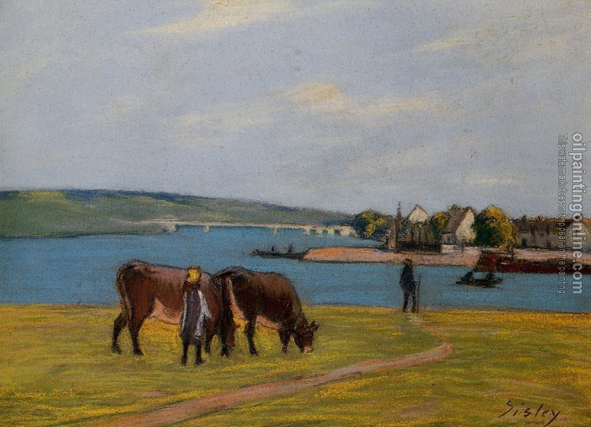 Sisley, Alfred - Cows by the Seine at Saint-Mammes